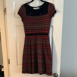 Sparrow Black and Red Patterned Mini Dress